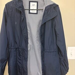 GAP lightweight Rain Jacket Striped Navy and White Jacket